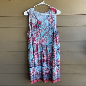 J.Jill Colorful Floral Sleeveless Dress Size XLP Vacation Resortwear Stretchy